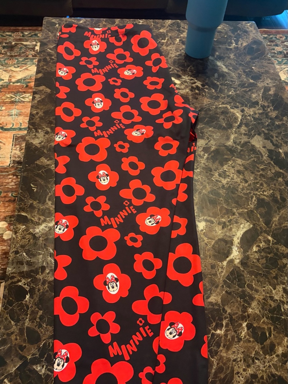 Disney Minnie Mouse Black & Red Floral Leggings